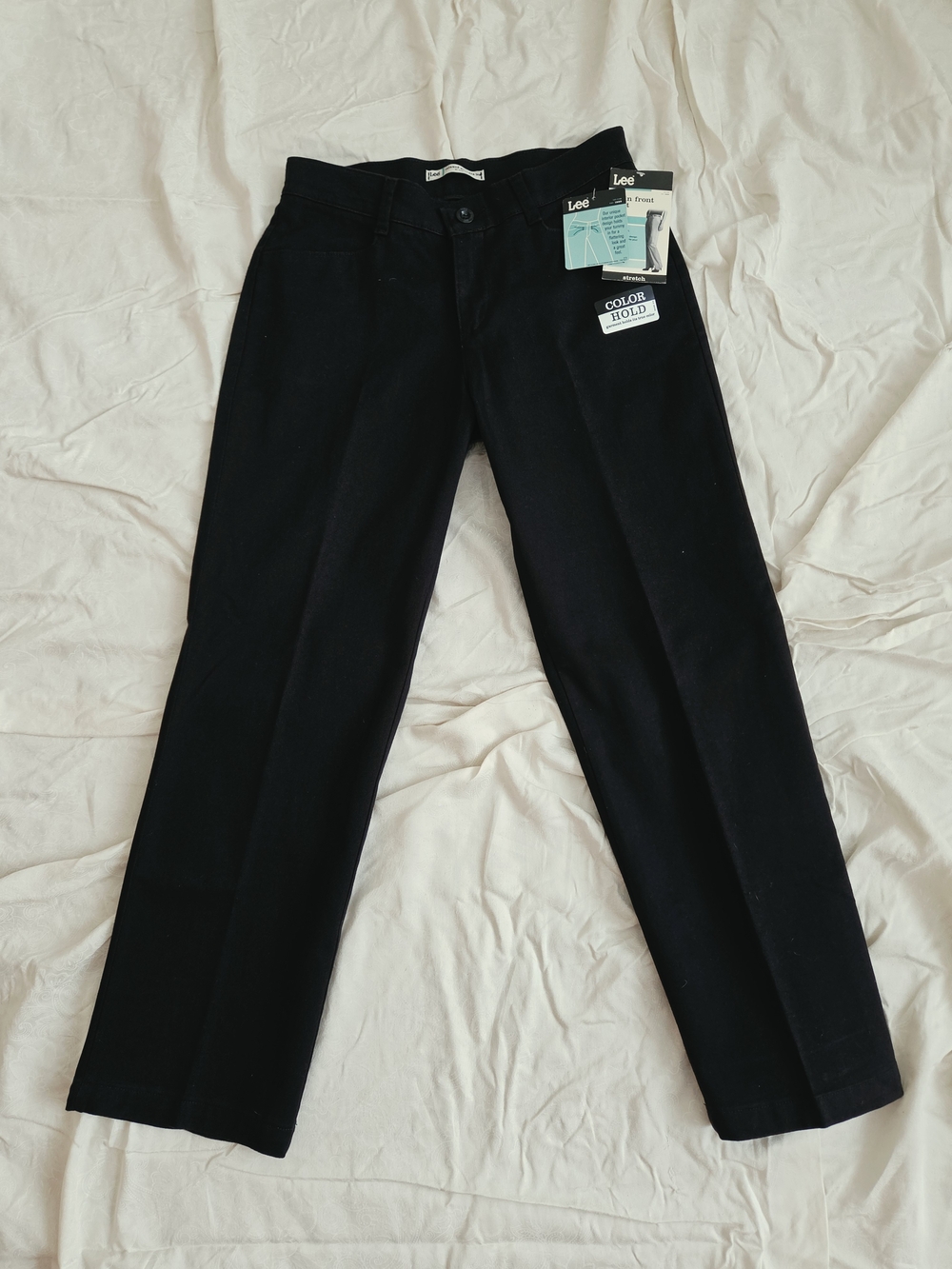 Lee Women Instantly Slim Straight Leg Relaxed Cotton Black Pants NWT Size 6P